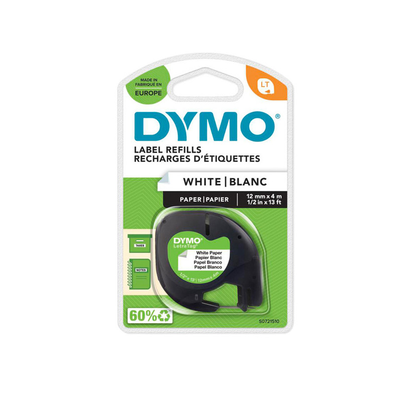 NASTRO IN CARTA DYMO LETRATAG 12MMX4M BIANCO 912000