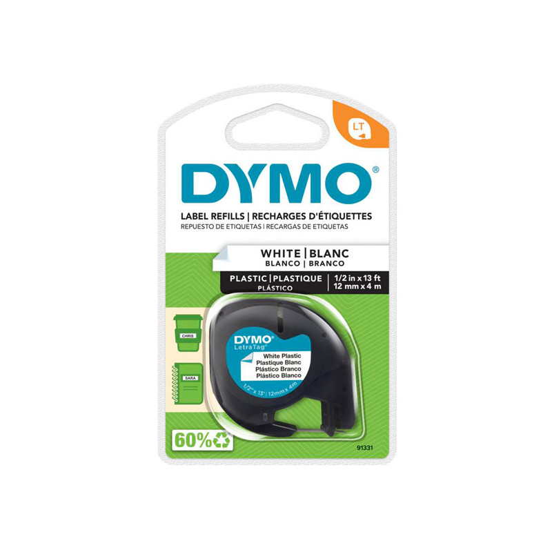 NASTRO IN PLASTICA DYMO LETRATAG 12MMX4M BIANCO 912010