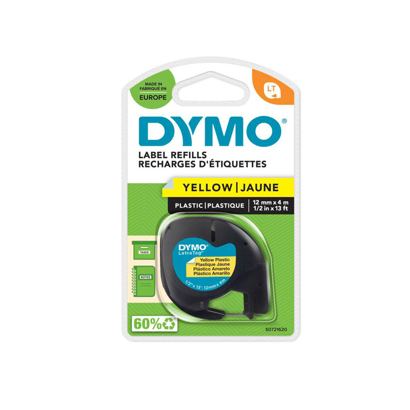 NASTRO IN PLASTICA DYMO LETRATAG 12MMX4M GIALLO 912020