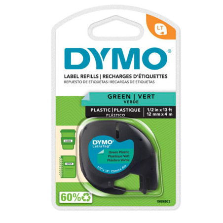 NASTRO IN PLASTICA DYMO LETRATAG 12MMX4M VERDE 912040