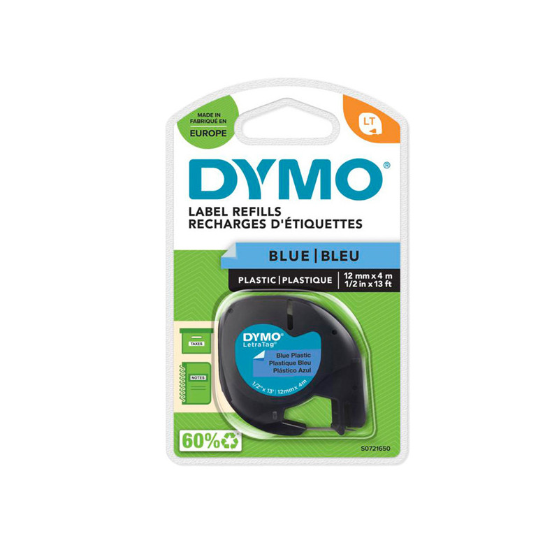 NASTRO IN PLASTICA DYMO LETRATAG 12MMX4M BLU 912050