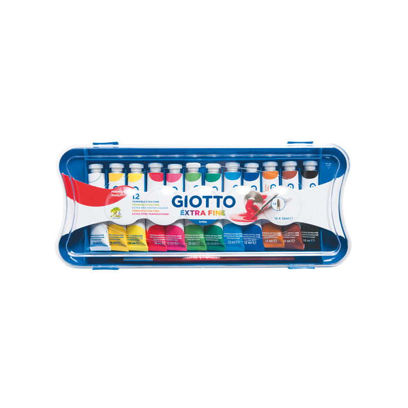 BOX 12 TUBETTI TEMPERA 12ML GIOTTO TUBO 4 ASSORTITO