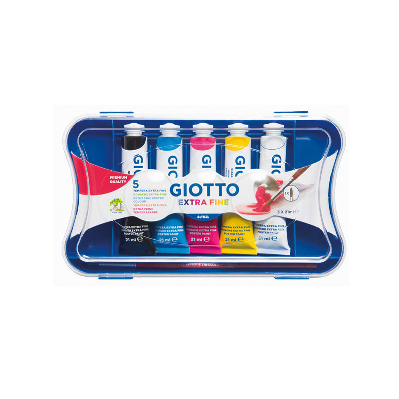 BOX 5 TUBETTI TEMPERA 21ML GIOTTO TUBO 7 ASSORTITO