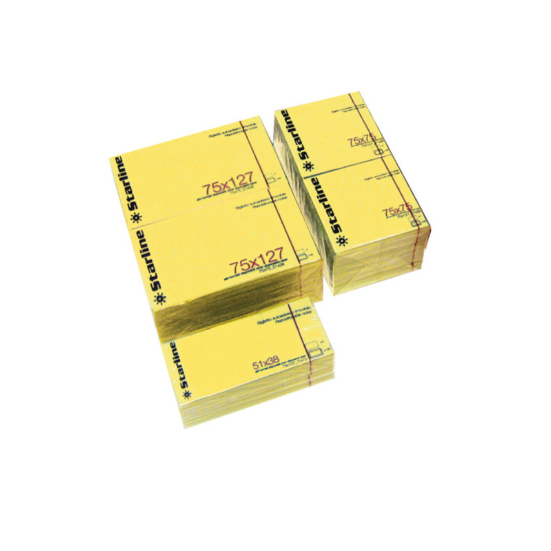 BLOCCHETTO BIGLIETTI ADESIVI GIALLO 50X40mm 100fg 70gr Starline