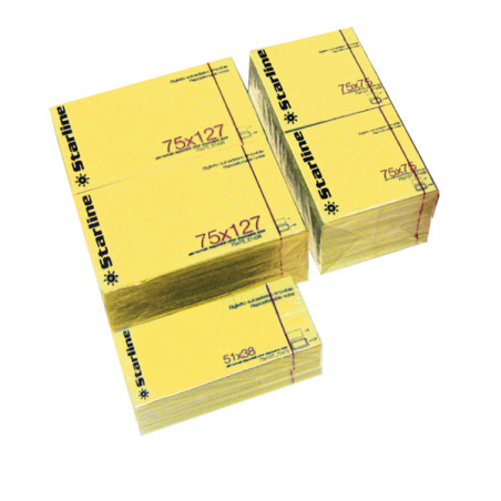 BLOCCHETTO BIGLIETTI ADESIVI GIALLO 50X40mm 100fg 70gr Starline