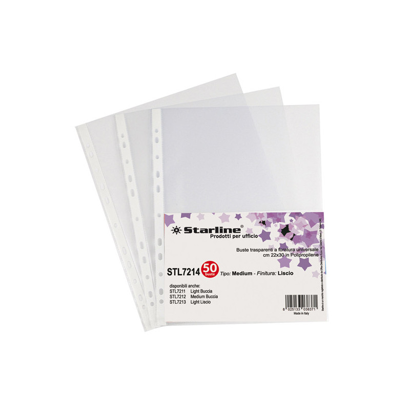 50 BUSTE FORATE 22X30 LISCIO Medium Starline