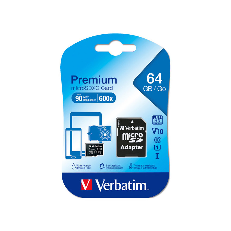 MICRO SD CARD 64GB HC CLASSE 10 FINO A 45MB/S