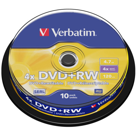 SCATOLA 10 DVD+RW SPINDLE 4X 4.7GB 120MIN.