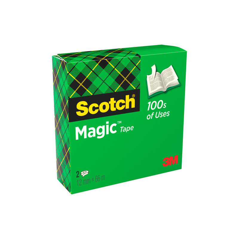 Scatola 2 rotoli nastro adesivo Scotch© Magic? 810-1266 12mmx66mt per BORDURE