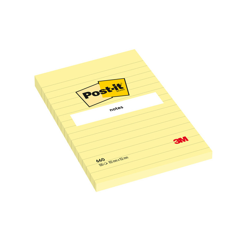 BLOCCO 100fg Post-it© Giallo Canary? 102x152mm GIALLO A RIGHE 660