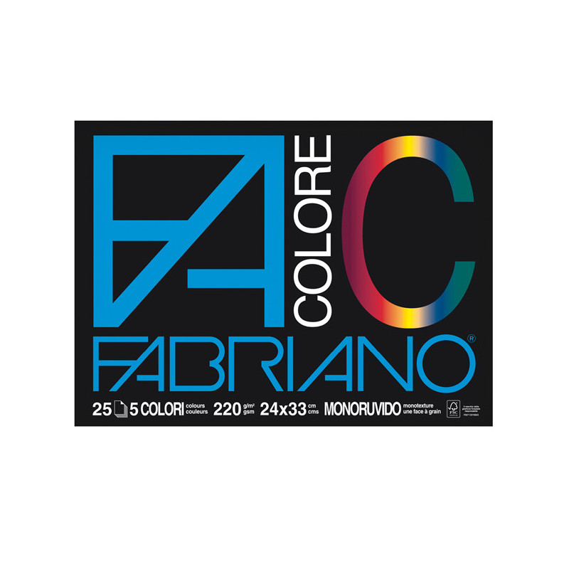 BLOCCO FACOLORE (24X33CM) 25FG 220GR 5 COLORI FABRIANO