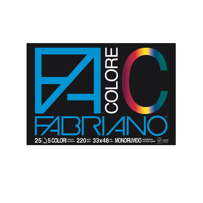 BLOCCO FACOLORE (33X48CM) 25FG 220GR 5 COLORI FABRIANO