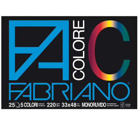 BLOCCO FACOLORE (33X48CM) 25FG 220GR 5 COLORI FABRIANO