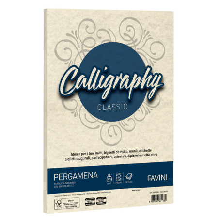 Carta Calligraphy Pergamena 190gr A4 250fg naturale 06 Favini