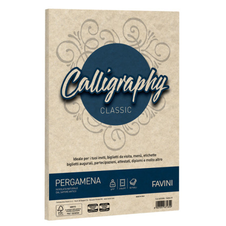 Carta Calligraphy Pergamena 190gr A3 250fg sabbia 02 Favini