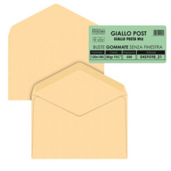 500 buste GIALLO POSTALE gommata carta riciclata FSC© 120x180mm 80gr Pigna