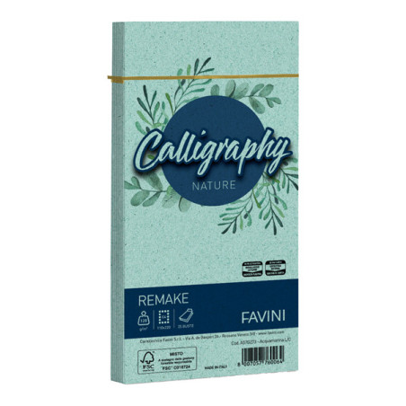 25 buste Calligraphy Remake 120gr 110x220mm aquamarina Favini