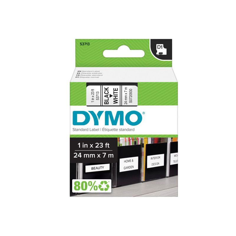 NASTRO DYMO TIPO D1 (24MMX7MT) NERO/BIANCO 537130