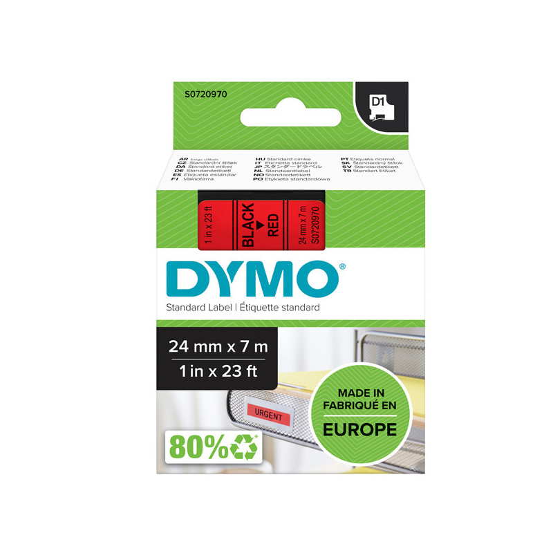 NASTRO DYMO TIPO D1 (24MMX7MT) NERO/ROSSO 537170