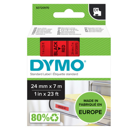 NASTRO DYMO TIPO D1 (24MMX7MT) NERO/ROSSO 537170