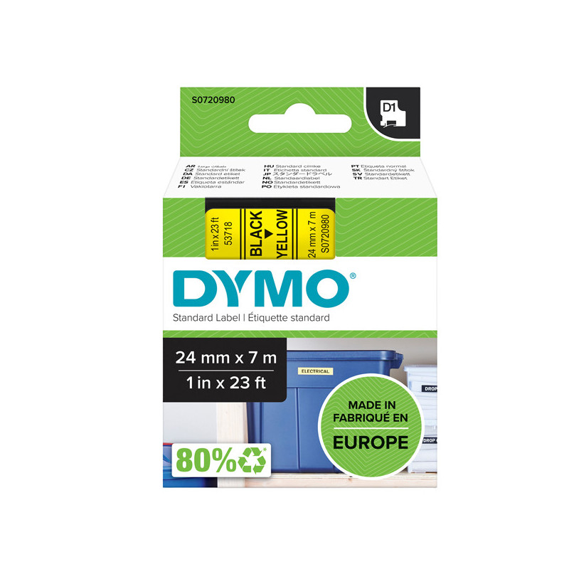 NASTRO DYMO TIPO D1 (24MMX7MT) NERO/GIALLO 537180