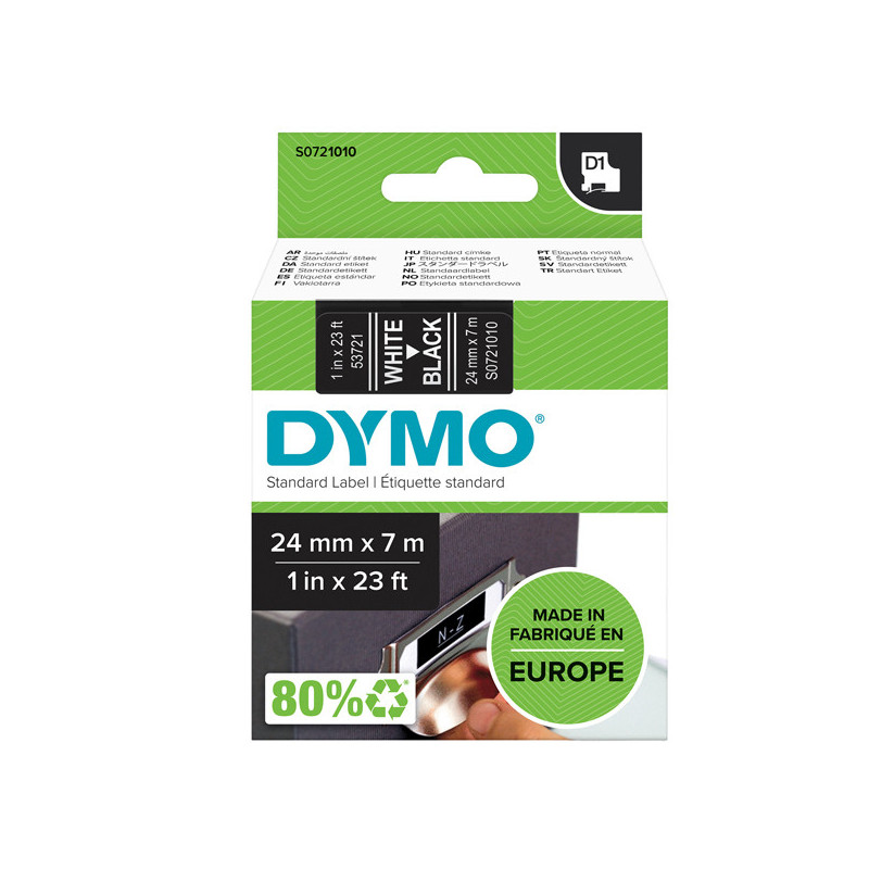 NASTRO DYMO TIPO D1 (24MMX7MT) BIANCO/NERO 537210