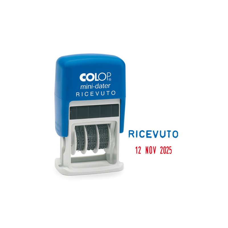 Timbro mini S160/L2 DATARIO + RICEVUTO 4mm autoinchiostrante COLOP