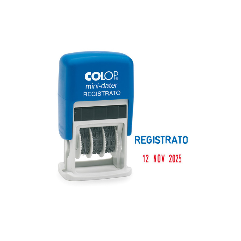 Timbro mini S160/L3 DATARIO + REGISTRATO 4mm autoinchiostrante COLOP