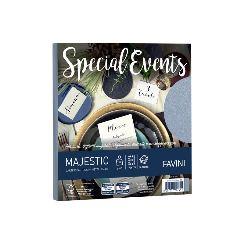 10 buste Special Events 120gr 170x170mm argento 03 Favini