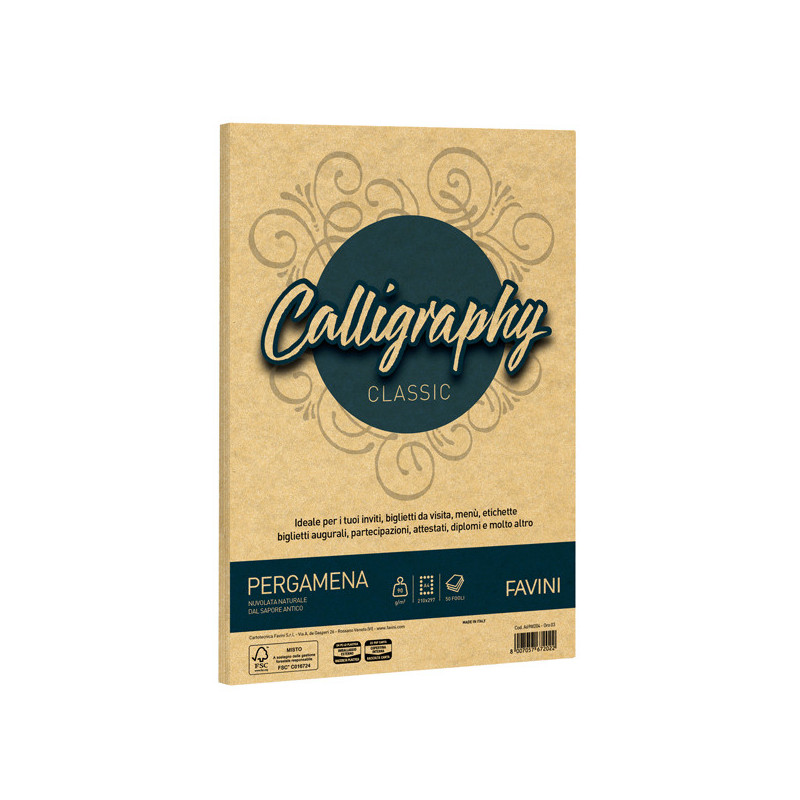 Carta CALLIGRAPHY PERGAMENA 90gr A4 50fg oro 03 FAVINI