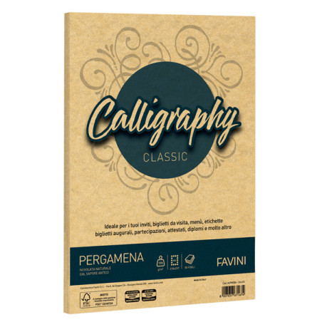 Carta CALLIGRAPHY PERGAMENA 190gr A4 50fg oro 03 FAVINI