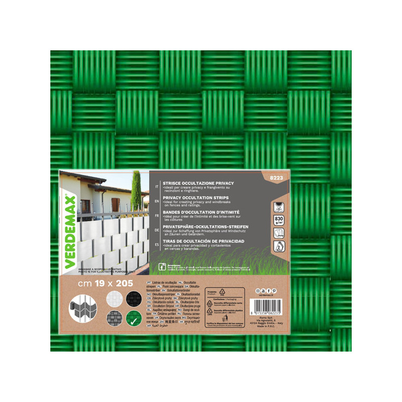 Striscia occultazione privacy 19x205cm verde Verdemax