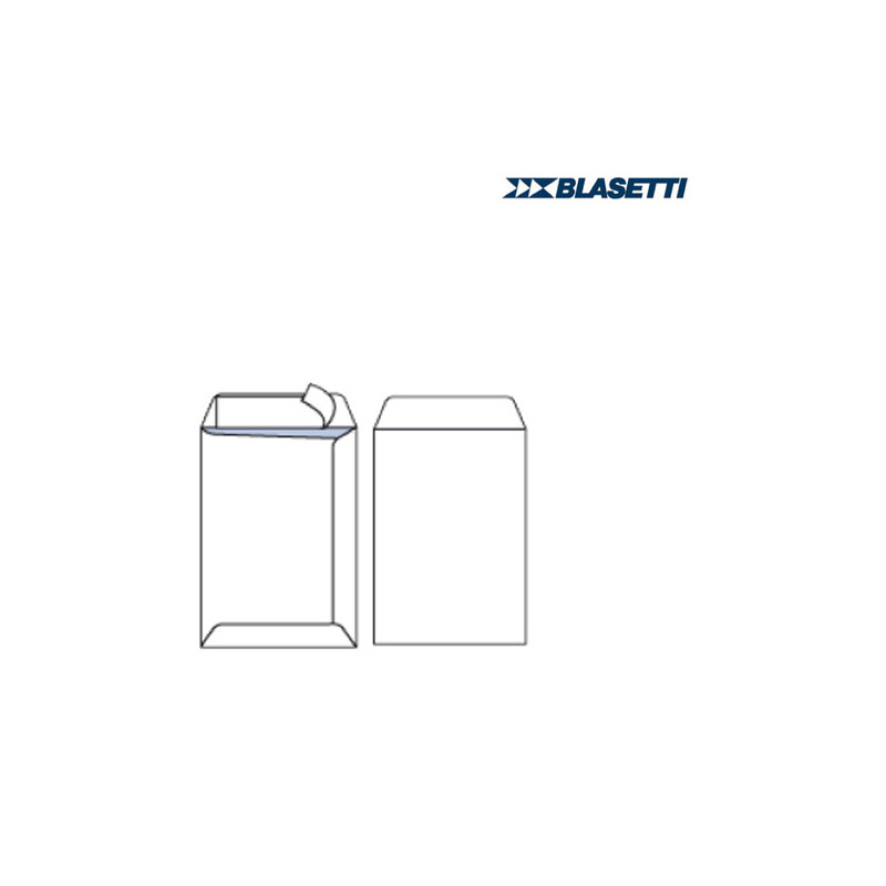 100 BUSTE A SACCO BIANCHE 190X260MM 80GR C/STRIP BLASETTI