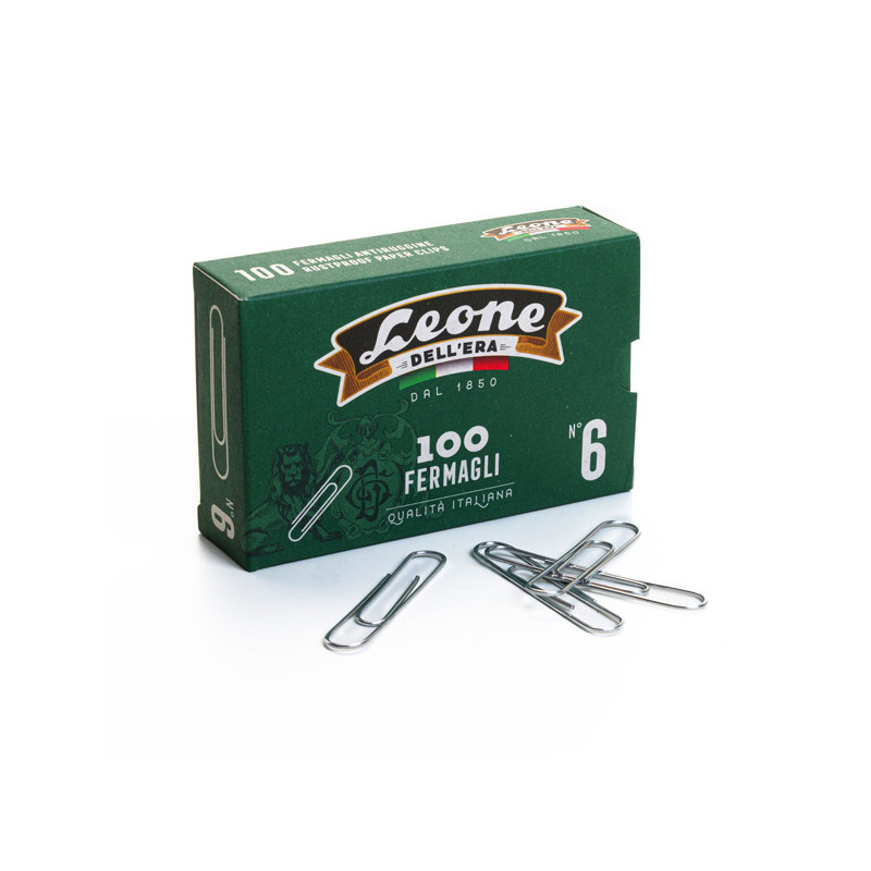 SCATOLA 100 FERMAGLI N.6 MM58 ZINCATI ANTIRUGGINE LEONE