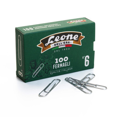 SCATOLA 100 FERMAGLI N.6 MM58 ZINCATI ANTIRUGGINE LEONE