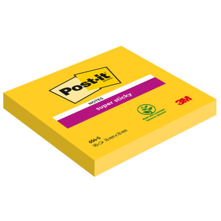 BLOCCO 90foglietti Post-it© Super Sticky 654-S 76x76mm GIALLO ORO