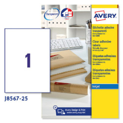 Poliestere adesivo J8567 trasparente 25fg A4 210x297mm (1et/fg) inkjet Avery