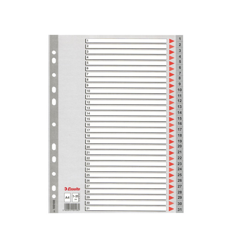 Separatore in PPL grigio numerico 1-31 f.to A4 ESSELTE