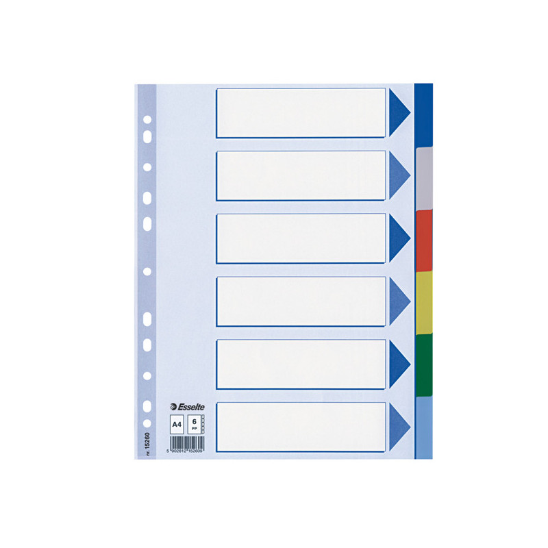 Separatore neutro in PPL 6 tasti colorati f.to A4 ESSELTE