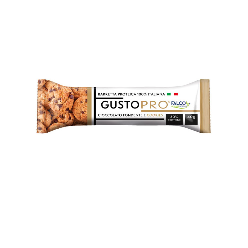 Barretta proteica GustoPro 40gr cioccolato fondente e cookie Falco