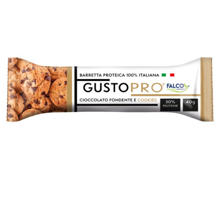 Barretta proteica GustoPro 40gr cioccolato fondente e cookie Falco