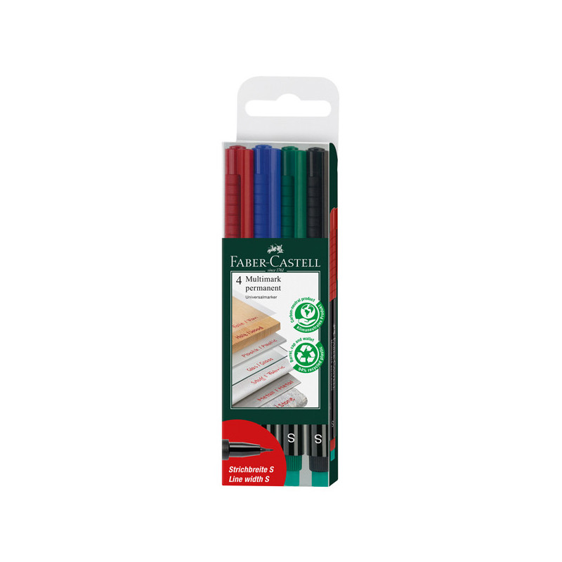 BUSTA 4 COLORI PENNARELLO MULTIMARK 0,4mm SUPERFINE FABER-CASTELL