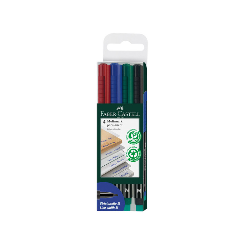 BUSTA 4 COLORI PENNARELLO MULTIMARK 1,0mm MEDIO FABER-CASTELL