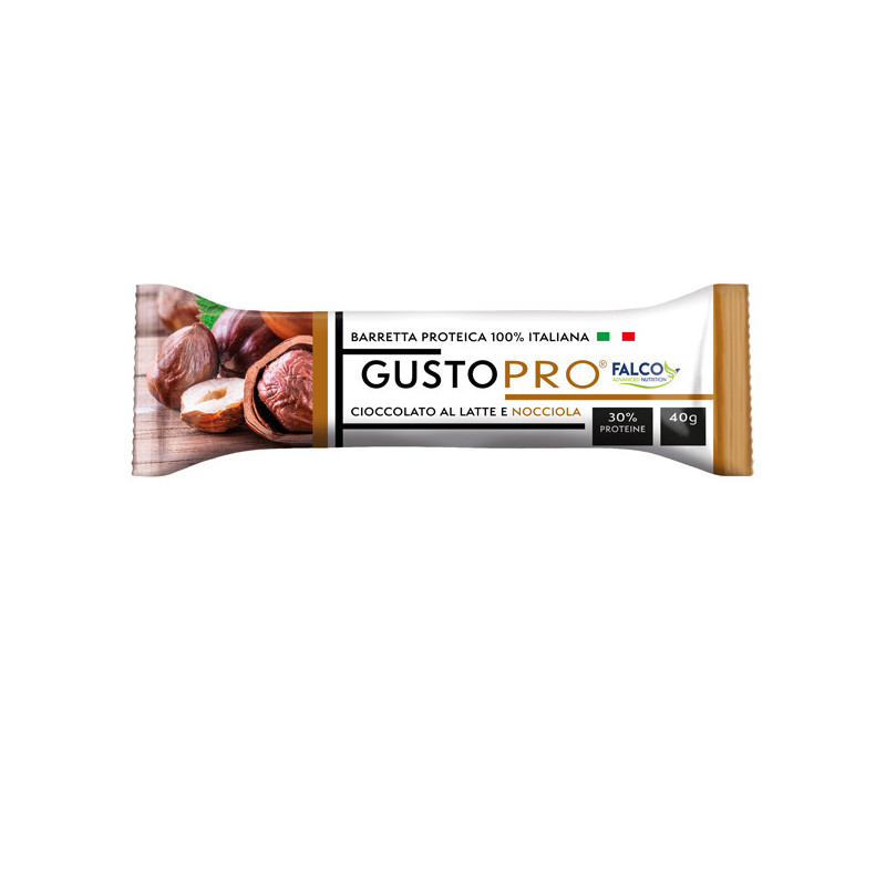 Barretta proteica GustoPro 40gr cioccolato al latte e nocciola Falco