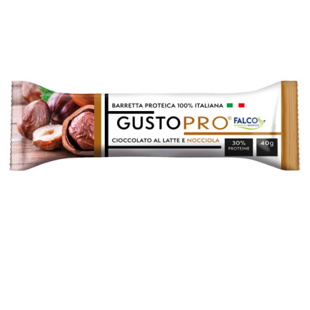 Barretta proteica GustoPro 40gr cioccolato al latte e nocciola Falco