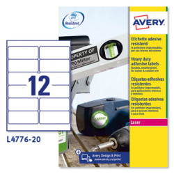 Poliestere adesivo L4776 bianco 20fg A4 99,1x42,3mm (12et/fg) laser Avery