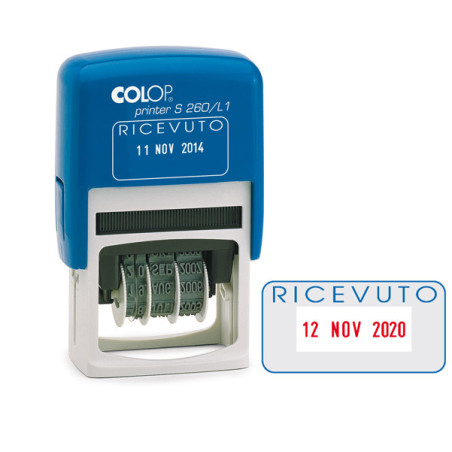 Timbro S260/L1 DATARIO + RICEVUTO 4mm autoinchiostrante COLOP