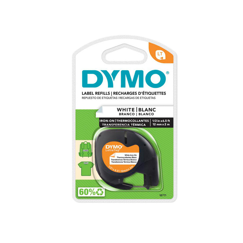 NASTRO DYMO LETRATAG 12MMX2M BIANCO DA STIRARE