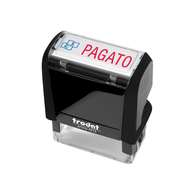 Timbro Printy 4912 Office Eco nero 47x18mm "PAGATO" TRODAT