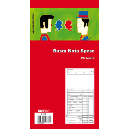 BLOCCO 25 BUSTE NOTA SPESE 28X15CM E5777 EDIPRO